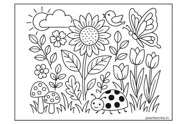 Flowers And Trees Coloring Pages