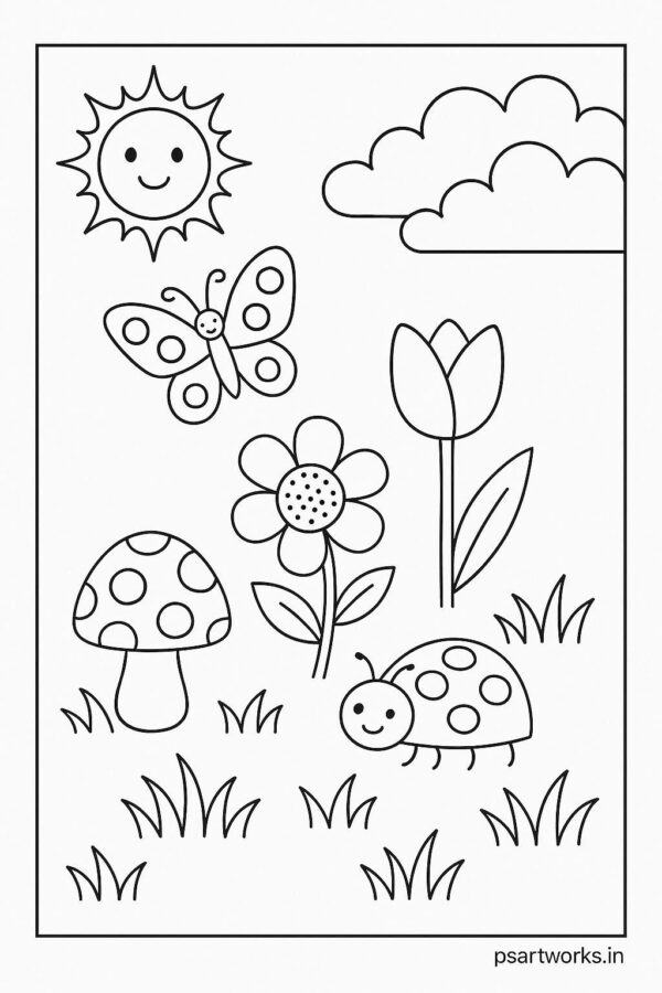 Flowers And Trees Coloring Pages