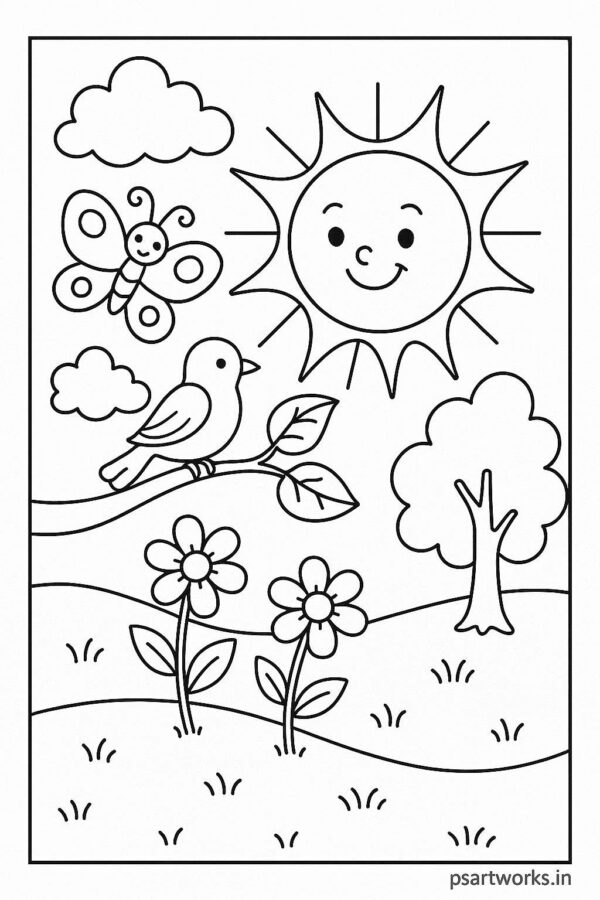 Flowers And Trees Coloring Pages