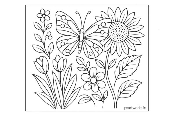 Flowers And Trees Coloring Pages