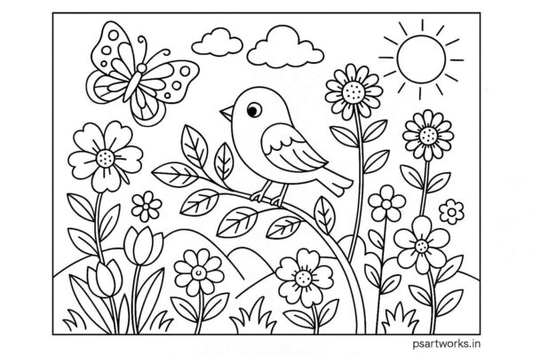 Flowers And Trees Coloring Pages