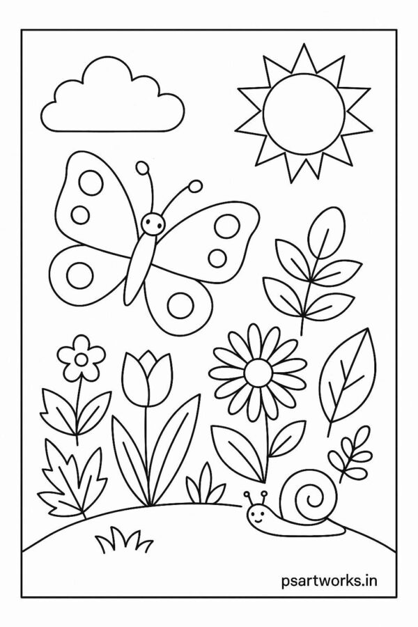 Flowers And Trees Coloring Pages