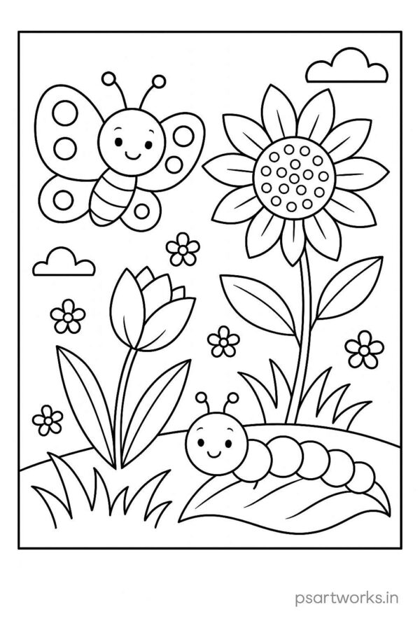 Flowers And Trees Coloring Pages