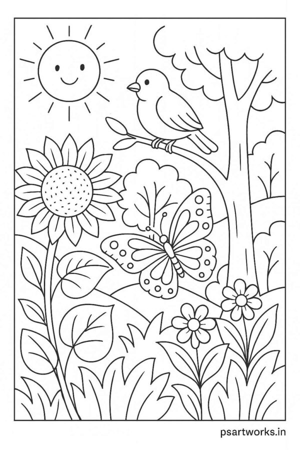 Flowers And Trees Coloring Pages