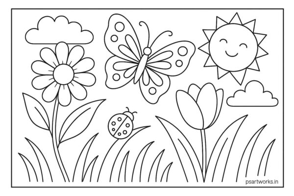 Flowers And Trees Coloring Pages