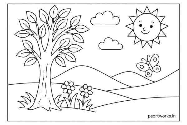 Flowers And Trees Coloring Pages