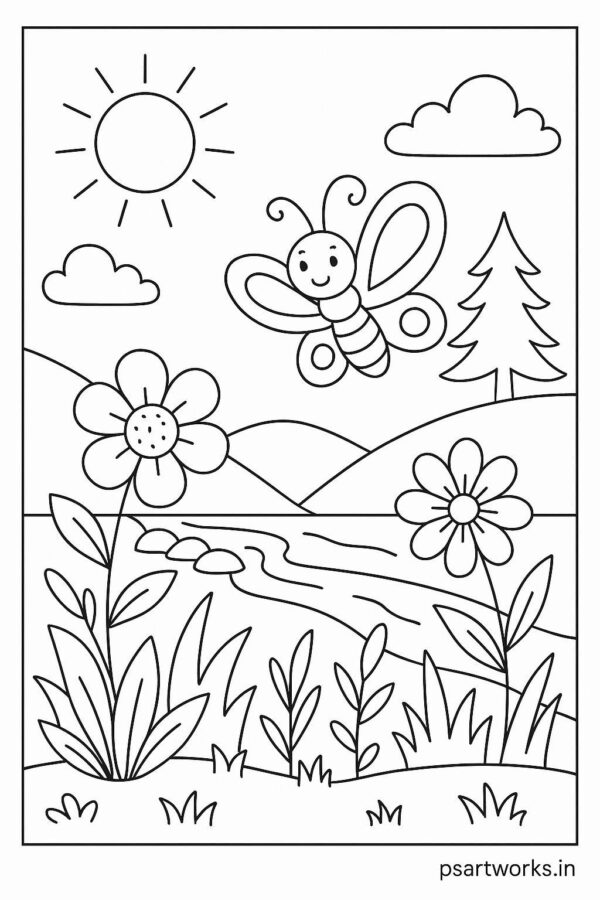 Flowers And Trees Coloring Pages
