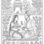 Indian Mughal and Rajsthani Art Coloring Page