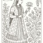 Indian Mughal and Rajsthani Art Coloring Page