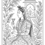 Indian Mughal and Rajsthani Art Coloring Page