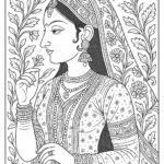 Indian Mughal and Rajsthani Art Coloring Page
