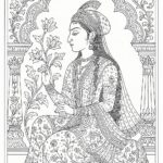 Indian Mughal and Rajsthani Art Coloring Page