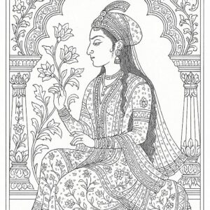Indian Mughal and Rajsthani Art Coloring Page