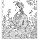 Indian Mughal and Rajsthani Art Coloring Page