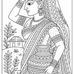 Indian Woman Art Coloring Page