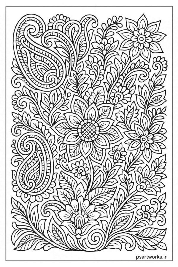 Indian Woman Art Coloring Page