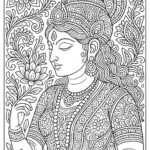 Indian Woman Art Coloring Page