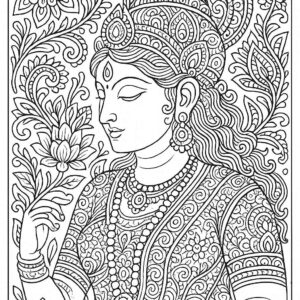 Indian Woman Art Coloring Page