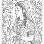 Indian Woman Art Coloring Page