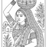 Indian Woman Art Coloring Page