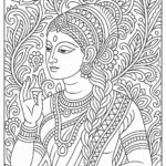 Indian Woman Art Coloring Page