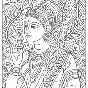 Indian Woman Art Coloring Page