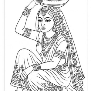 Indian Woman Art Coloring Page