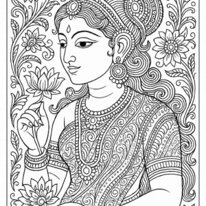 Indian Woman Art Coloring Page