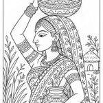 Indian Woman Art Coloring Page