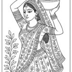 Indian Woman Art Coloring Page