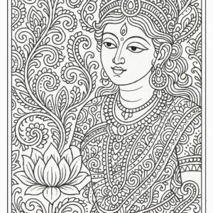 Indian Woman Art Coloring Page
