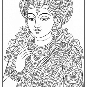 Indian Woman Art Coloring Page