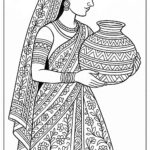 Indian Woman Art Coloring Page