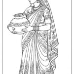 Indian Woman Art Coloring Page
