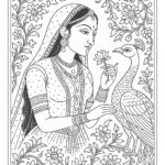 Indian Woman Art Coloring Page