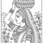 Indian Woman Art Coloring Page