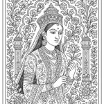 Indian Woman Art Coloring Page