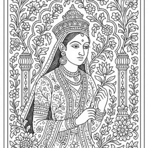 Indian Woman Art Coloring Page