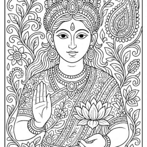 Indian Woman Art Coloring Page