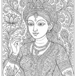 Indian Woman Art Coloring Page