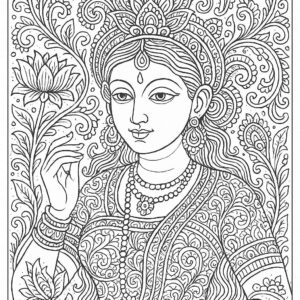 Indian Woman Art Coloring Page