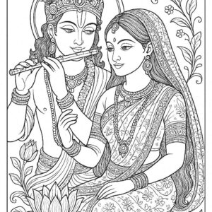 Indian Woman Art Coloring Page