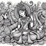 Indian Woman Art Coloring Page