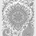 Indian floral art coloring page