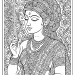 Indian woman medieval art coloring page