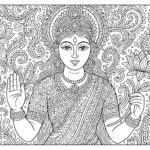 Indian woman medieval art coloring page