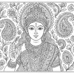 Indian woman medieval art coloring page