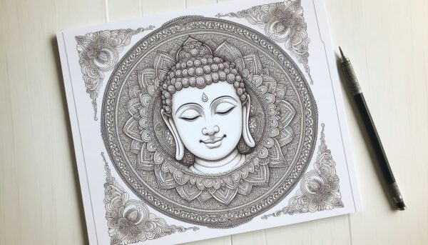 Lord Buddha coloring pages for Adults