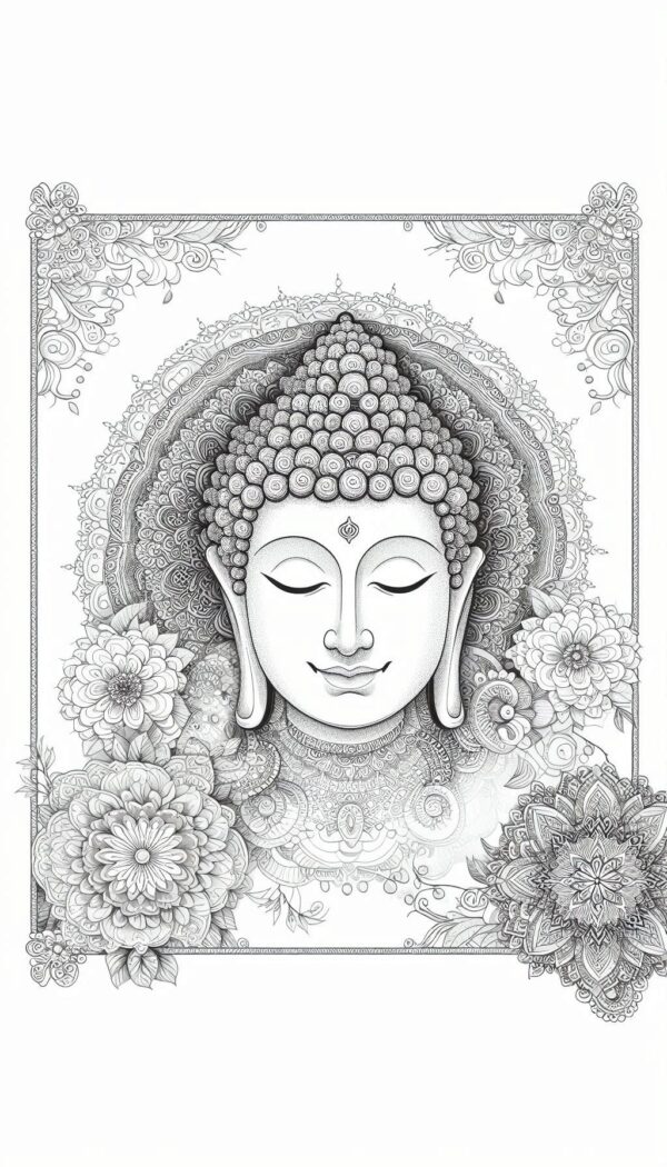 Lord Buddha coloring pages for Adults