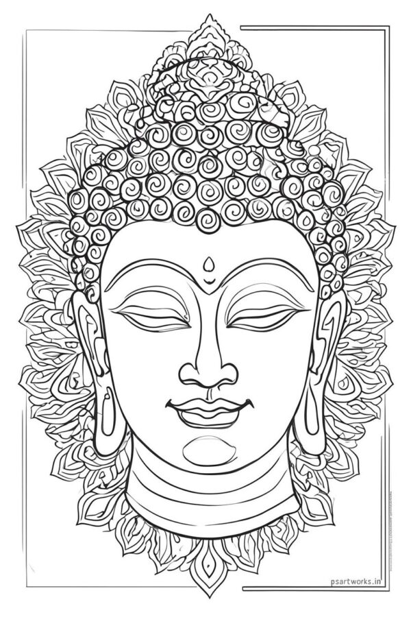 Lord Buddha coloring pages for Adults